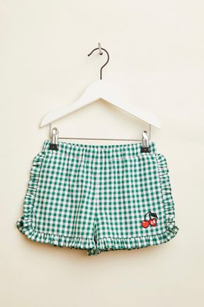 Girls - Gingham Girl Shorts, Green front view