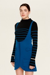 Women Maille - Women Sleeveless Milano Short Dress, Prussian blue details view 2