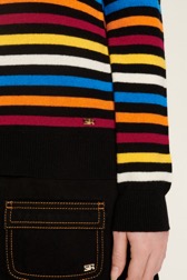 Women Maille - Women Iconic Multicolor Striped Sweater, Multico iconic striped details view 8