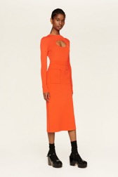 Femme Maille - Jupe longue bicolore femme, Orange vue de détail 2