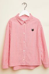 Girls - Striped Girl Shirt, Red/white front view