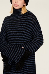 Femme Maille - Robe courte col roulé lurex femme, Noir/bleu vue de détail 5