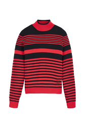 Women Maille - Bicolored Striped Iconic Sweater, Black/red front view