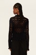 Women Maille - Women Openwork Sweater, Black back worn view