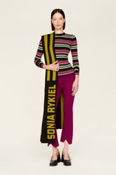 Femme Maille - Écharpe laine alpaga bicolore femme, Pistache vue portée de face
