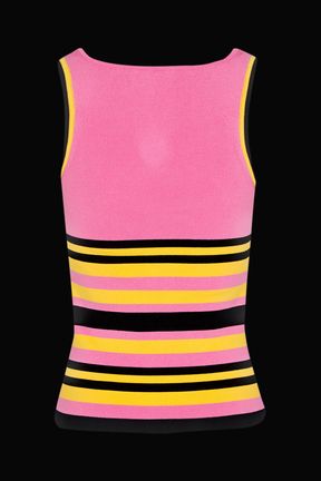 Women - Women Multicolor Striped Tank Top, Pink back view