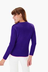 Women - Sailor Woolen Merinos Sweater, Purple back worn view