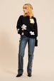 Women - Long Sleeve Sweater with Floral Pattern, Black details view 1