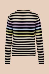 Women - Beige Signature Pullover with multicolor stripes, Night blue back view