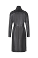 Femme Uni - Manteau long col montant en cuir noir, Noir vue de dos