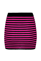 Women Rib Sock Knit Striped Mini Skirt Black/fuchsia back view