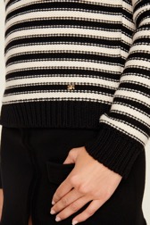 Women Big Poor Boy Striped Sweater Black/white details view 2