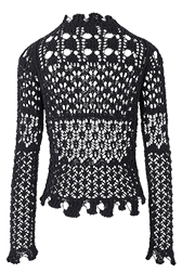 Women Maille - Openwork Sweater, Black back view