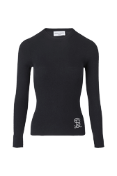 Women Maille - Ribbed Wool Sweater, Black front view