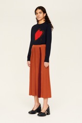 Women Two-Tone Godet Skirt Red details view 2
