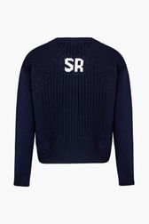 Women - Wool Twisted Sweater, Navy back view