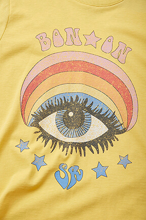 Girls Solid - BONTON x Sonia Rykiel Printed Cotton Girl Oversized T-shirt, Yellow details view 3