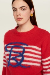 Women Maille - Striped Tricolored Sweater, Red details view 1