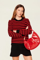 Women Raye - Women Big Poor Boy Striped Sweater, Black/red details view 4