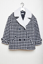 Girls Printed - Houndstooth Girl Coat, Black front view