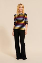 Women - Beige Signature Pullover with multicolor stripes, Black details view 1