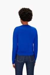 Women - SR Heart Sweater, Baby blue back worn view