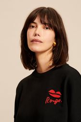 Women - Women Mouth Print Sweatshirt, Black details view 2
