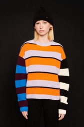 Women Maille - Women Multicolor Striped Sweater, Multico striped details view 2
