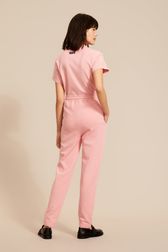 Women - Women Mouth Print Jogging Pants, Pink back worn view