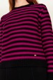 Women Big Poor Boy Striped Sweater Black/fuchsia details view 2