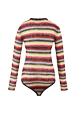 Women Maille - Women Striped Fluffy Bodysuit, Multico crea back view
