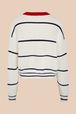 Women - Ivory Pullover with fine stripes and contrasting collar, Ecru back view