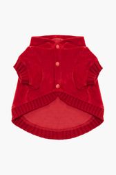 Femme Uni - Pull à capuche chien velours, Rouge vue de dos