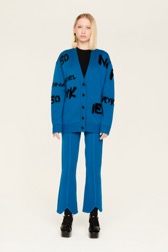 Femme Maille - Cardigan grunge laine logo Sonia Rykiel femme, Bleu canard vue de détail 2