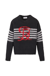 Women Maille - Striped Tricolored Sweater, Black front view