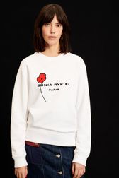 Sweat motif fleur logo Sonia Rykiel femme Blanc vue portée de face
