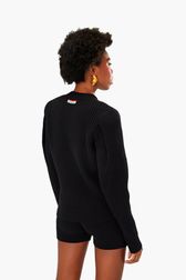 Women - Wool Cardigan SR, Black back worn view