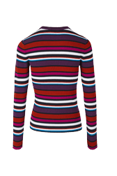 Women Ribbed Wool Sweater Multico striped back view