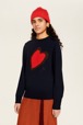 Women Maille - Women Heart Print Sweater, Night blue details view 2