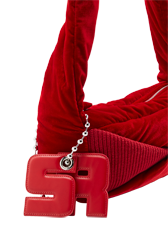 Femme - Sac baguette Demi-Pull  en velours, Rouge vue de détail 1