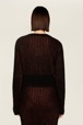 Femme Maille - Cardigan lurex femme, Raye noir/bronze vue portée de dos