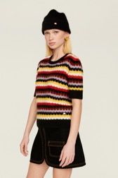 Women Maille - Striped Fluffy Sweater, Multico crea details view 2
