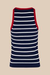 Women - Striped Tank top with contrasting neckline, Black/blue back view