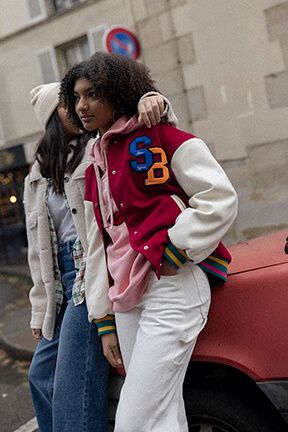 Girls Solid - Girl Varsity Jacket - Bonton x Sonia Rykiel, Burgundy details view 7