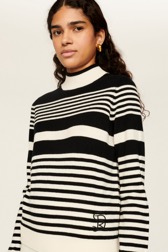 Women Maille - Women Iconic Bicolor Striped Sweater, Black/white details view 3