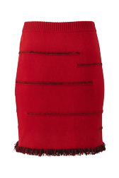 Women Maille - Women Charms Intarsia Wool Mini Skirt, Red back view