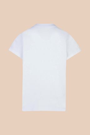 Women Floral Print T-shirt White back view