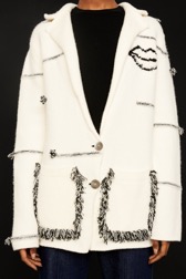 Women Maille - Women Charms Intarsia Wool Jacket, Ecru details view 1