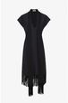 Women - Fringed dress with scarf, Night blue front view