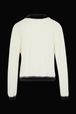 Women - Cotton knit jacket with contrasting collar and trim, Ecru back view
